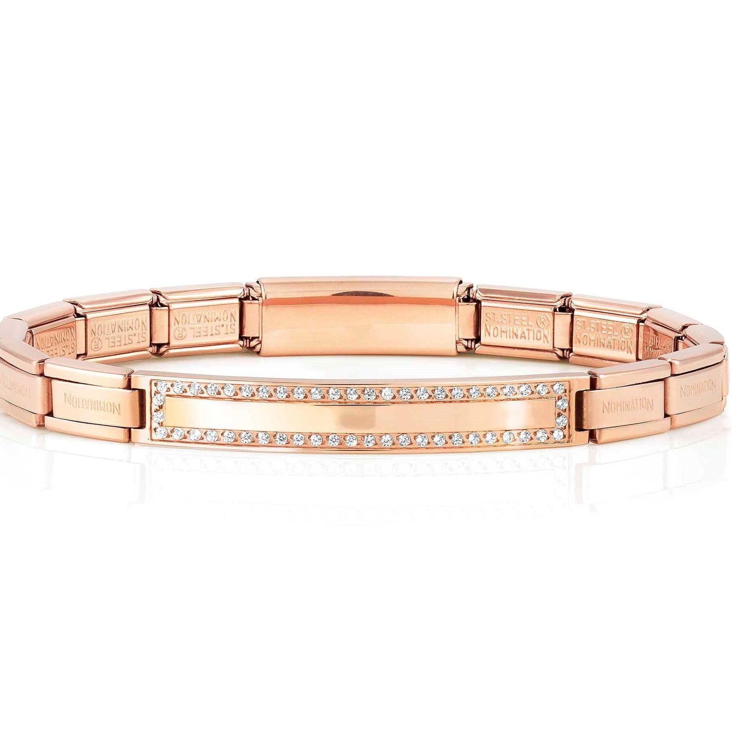 TRENDSETTER, NEW YORK smarty bracelets, steel, cz PVD (SMOOTH PLATE) Rose Gold 021148/011