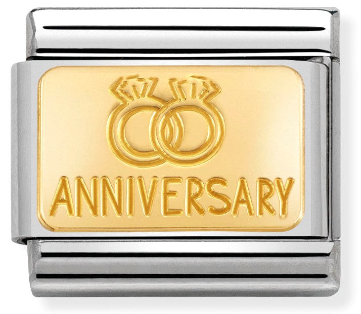 030121/32 Classic Engraved Sign Anniversary S/steel,bonded yellow gold