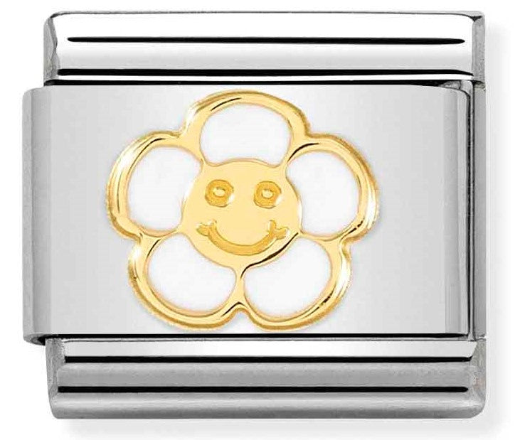 030272/59 Classic steel,enamel, yellow gold,Smile Flower
