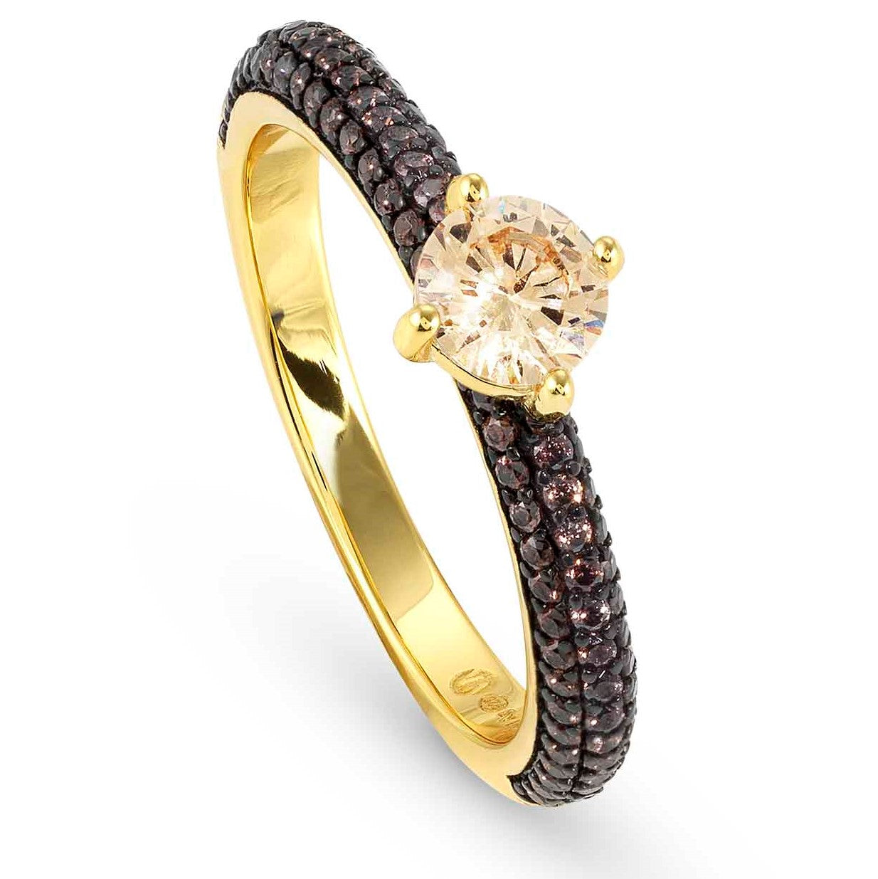 AUREA ring 925 silver, CZ, YELLOW GOLD CHAMPAGNE Size 11 145707/024/004