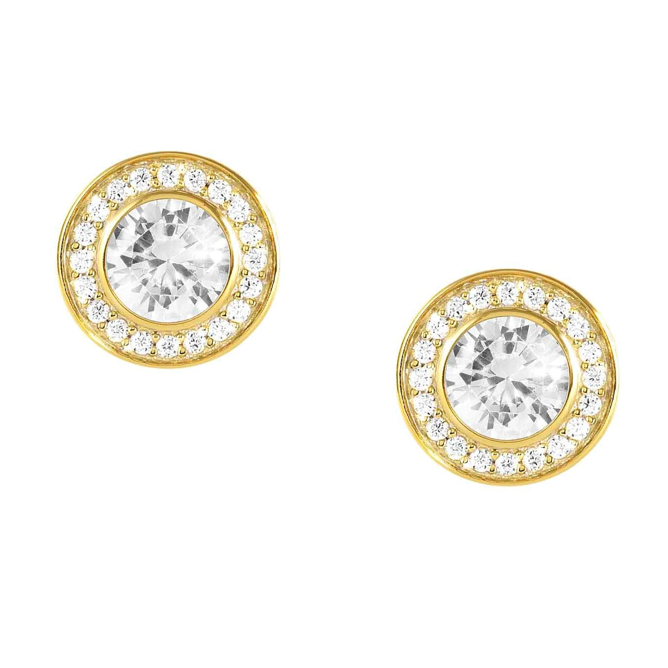 AUREA earrings 925 silver,CZ, YELLOW GOLD STUD White 145712/010
