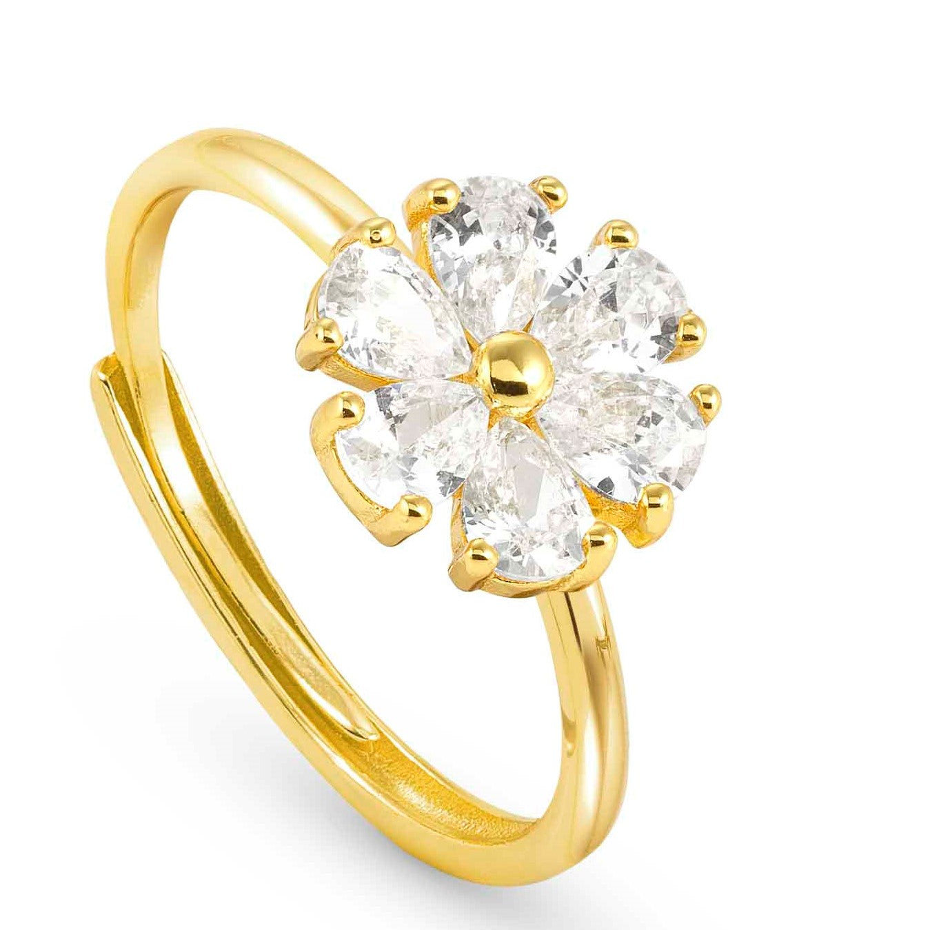 SWEETROCK ring ed. NATURE 925 Yellow Gold,CZ, Flowwer 148036/045