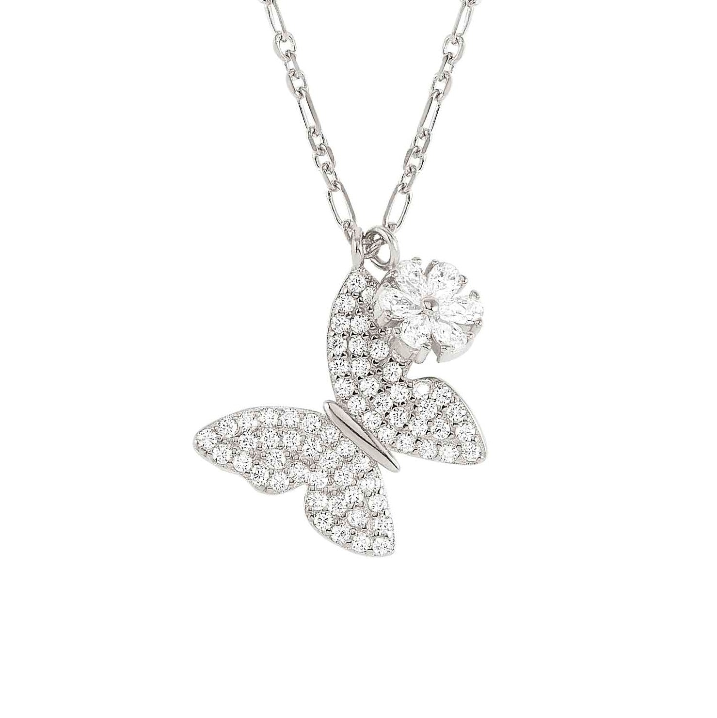 SWEETROCK necklace ed. NATURE 925 silver,CZ, Silver Butterfly 148039/040