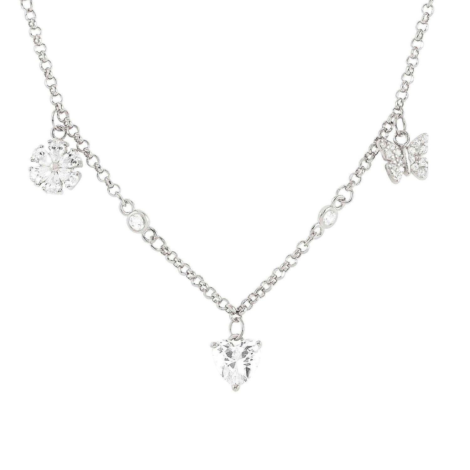 SWEETROCK necklace ed. NATURE 925 silver,CZ, (RICH) Mixed Silver 148040/046