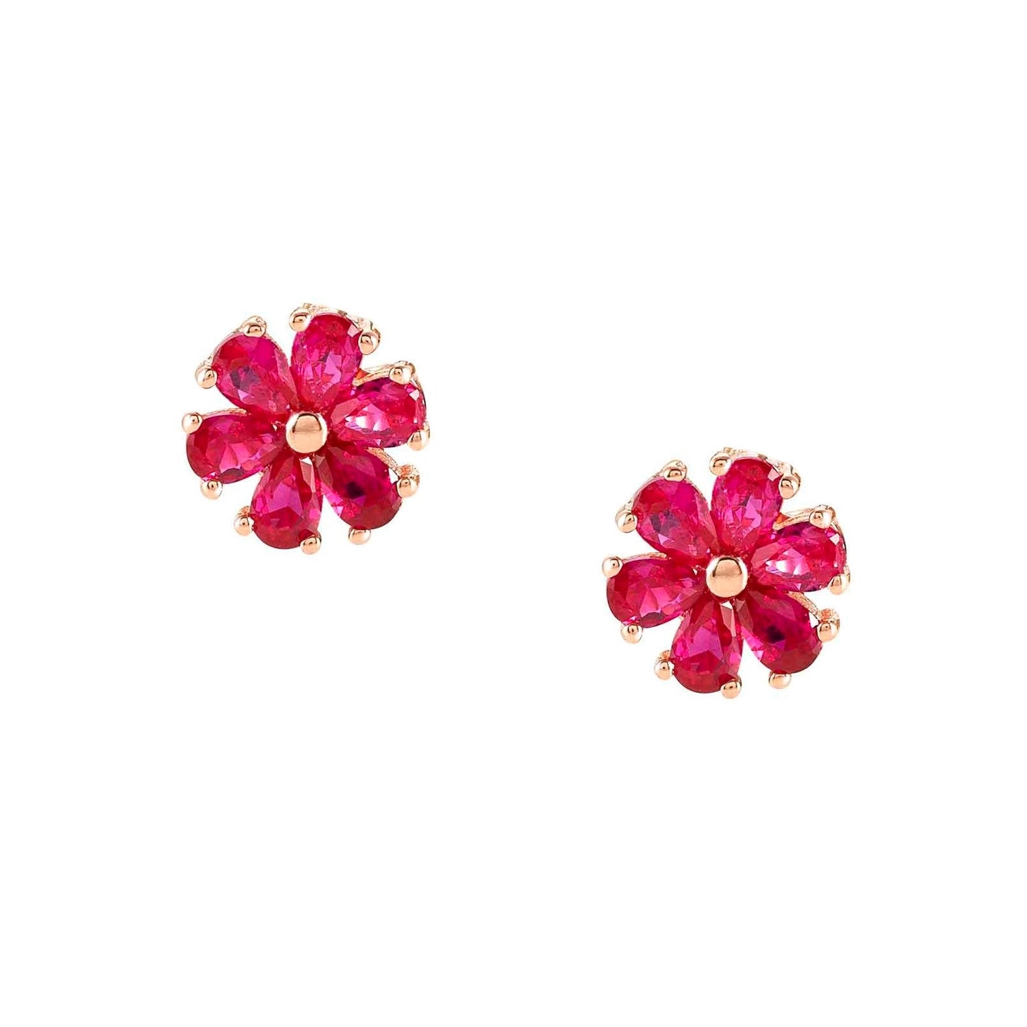SWEETROCK earrings ed. NATURE 925 silver,CZ, Rose Gold Flower 148042/044