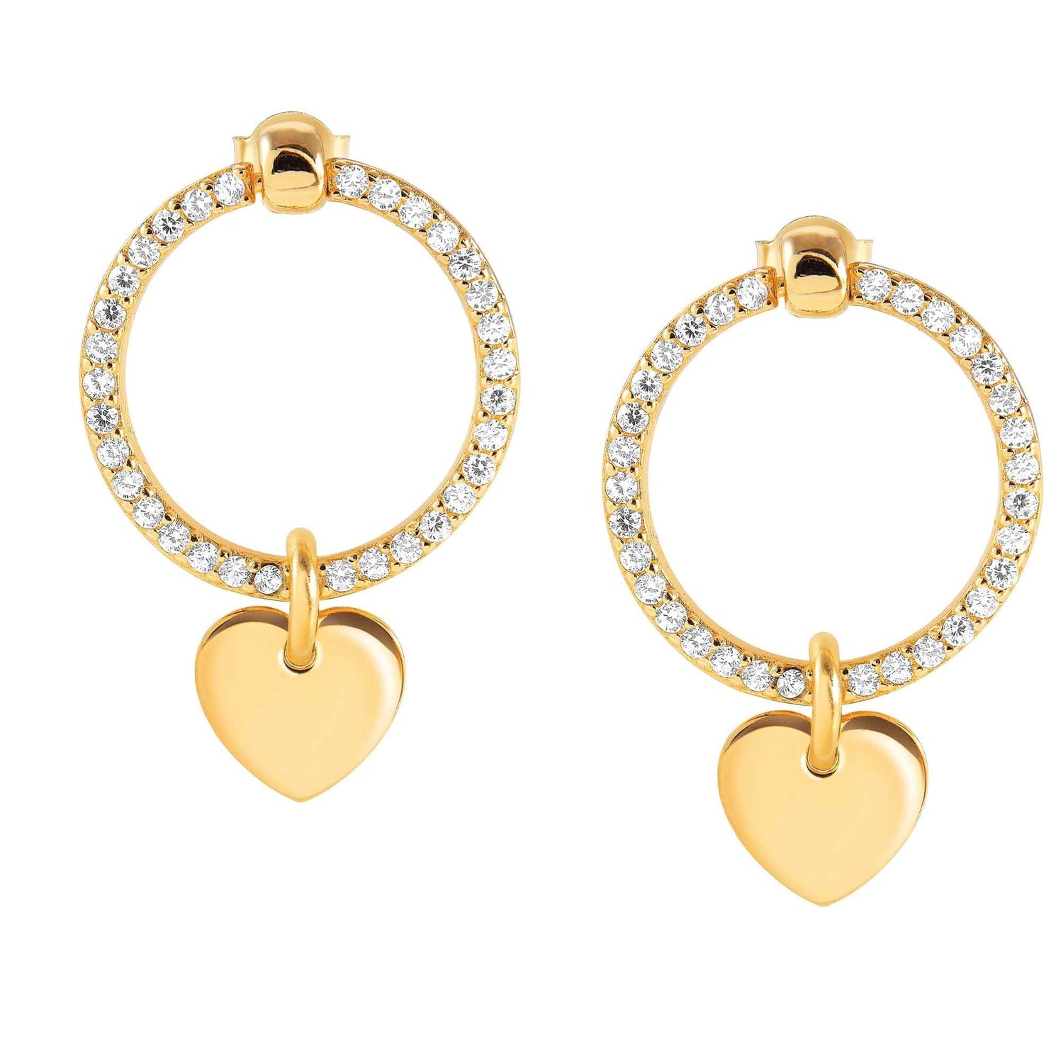 CHIC & CHARM earrings ed. CELEBRATION 925 silver,CZ. (SYMBOL) Yellow gold Heart 148618/088