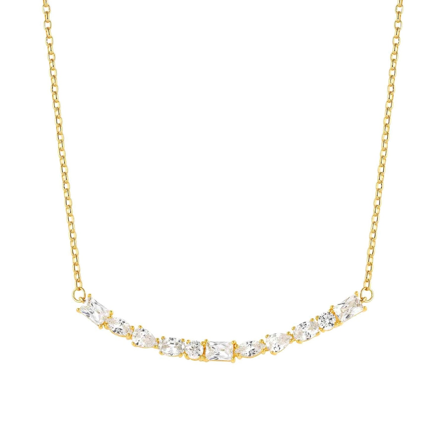 COLOUR WAVE necklace 925 silver,CZ, WHITE Fin. Yellow gold 149802/014