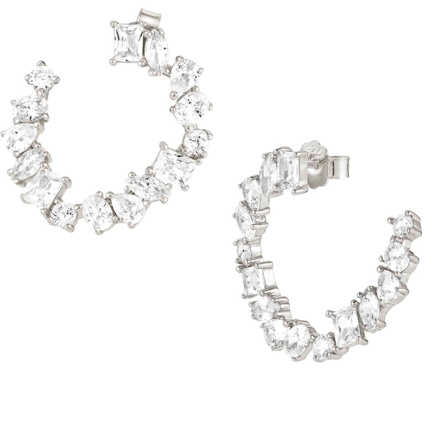 COLOUR WAVE earrings 925 silver,CZ, WHITE Silver finish 149803/008