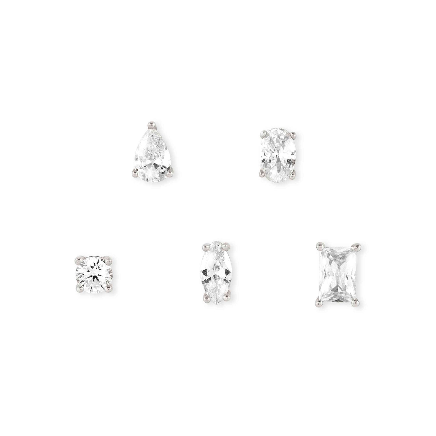 COLOUR WAVE earrings set 925 silver,CZ, WHITE Silver finish 149804/008