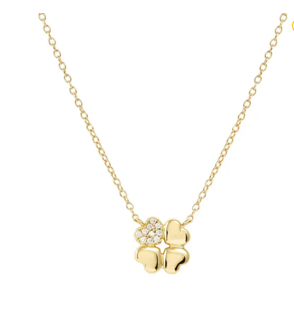 242303 003 Sterling silver necklace with Cubic Zirconia and Four-Leaf Clover pendant