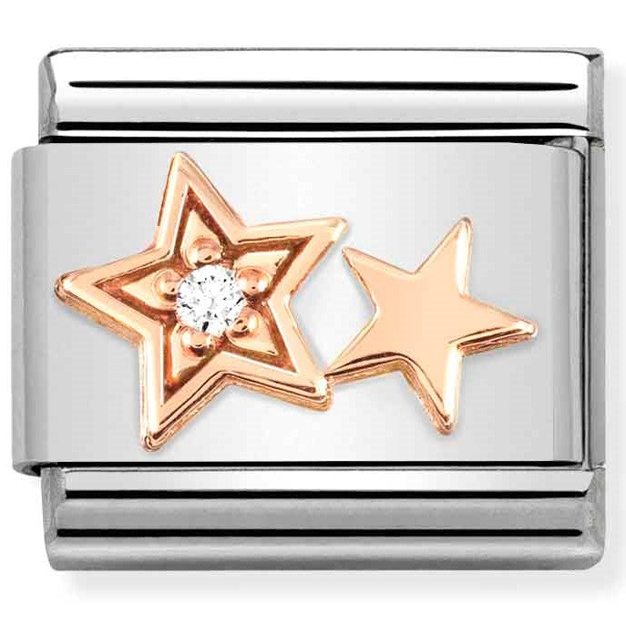 430305/35 Classic St. steel, 9k rose gold, CZ Double Star