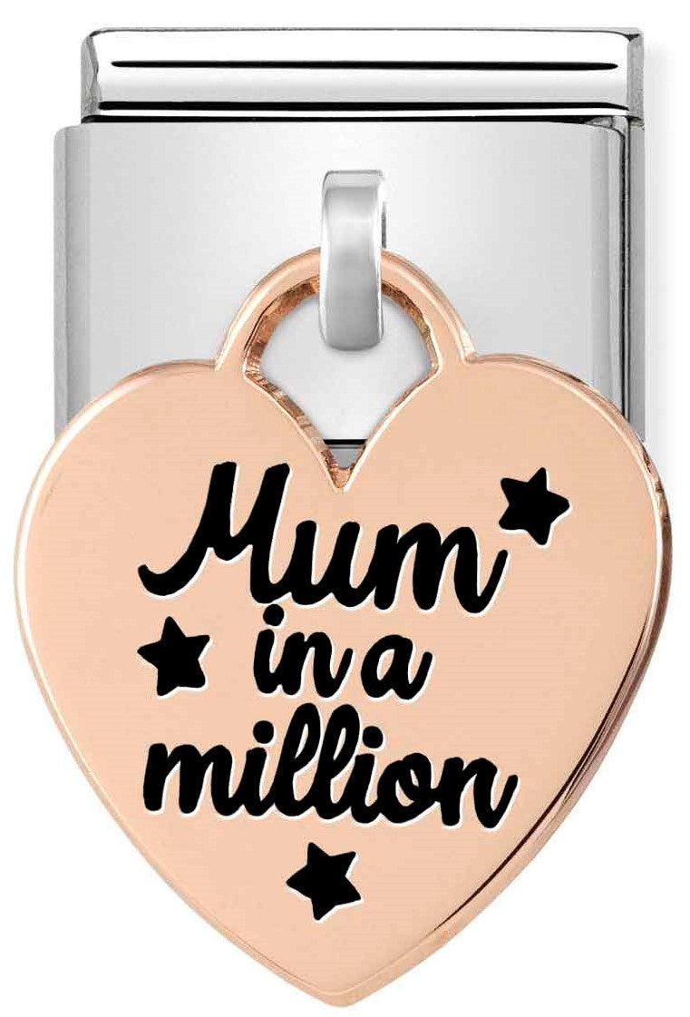 431802/02 Classic ENGRAVED CHARMS S/Steel,9k Rosegold Mum in a million