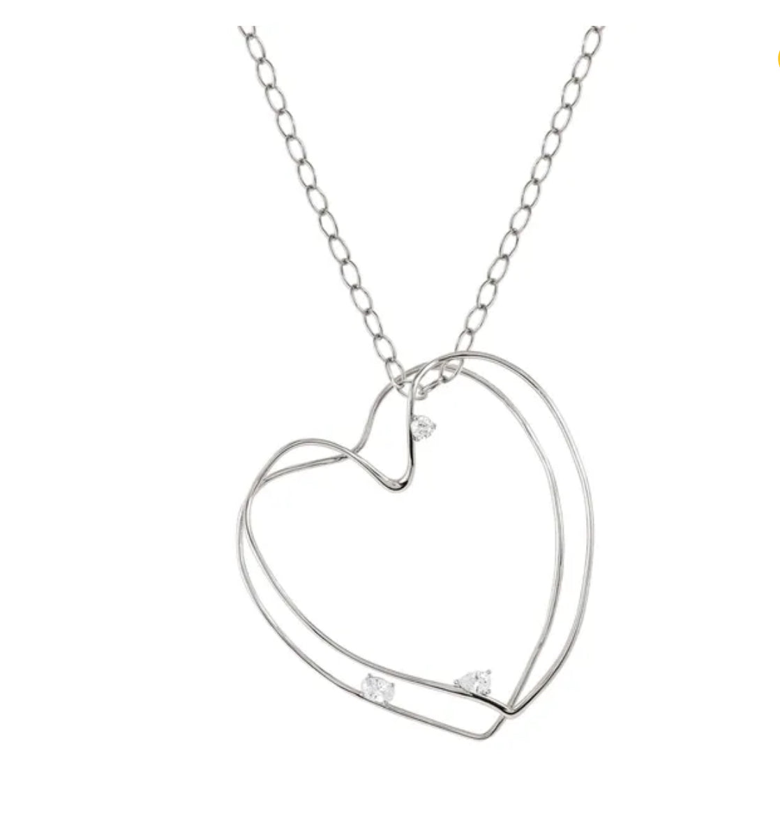 242810 004 LONG NECKLACE MY REBEL ART BIG HEART, WHITE STONES