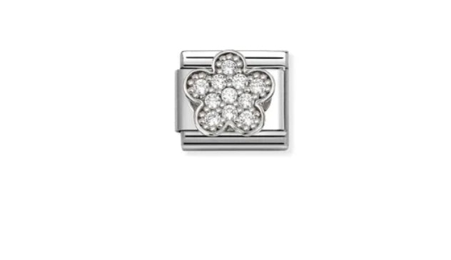 COMPOSABLE CLASSIC LINK SILVER FLOWER WITH CZ
