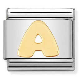 030101/01 Classic LETTER,S/Steel,Bonded Yellow Gold Letter A