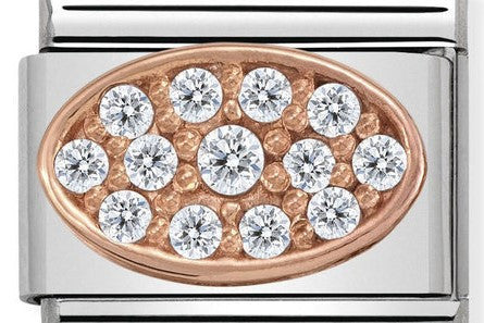430312/01 Classic 9ct Rose Gold & White Zirconia Oval Pave