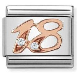 430315/18 Classic NUMBER 18 steel zircon & 9ct Rose gold