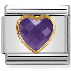 030610/001 Classic S/Steel, Bonded Yellow Gold & Heart Faceted CZ Purple