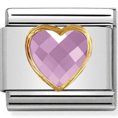 030610/003 Classic S/Steel, Bonded Yellow Gold & Heart Faceted CZ Pink