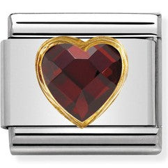 030610/005 Classic S/Steel, Bonded Yellow Gold & Heart Faceted CZ Red