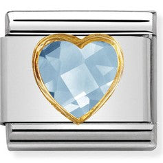 030610/006 Classic S/Steel, Bonded Yellow Gold & Faceted Heart CZ Lt Blue