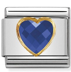 030610/007 Classic S/Steel, Bonded Yellow Gold & Heart Faceted CZ Blue