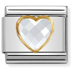 030610/010 Classic S/Steel, Bonded Yellow Gold & Heart Faceted CZ White