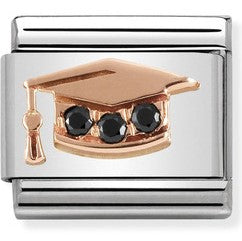 430305/11 Classic Bonded Rose Gold & CZ Graduation Hat