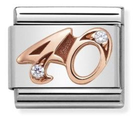 430315/40 Classic NUMBER 40 steel zircon & 9ct Rose gold