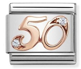 430315/50 Classic NUMBER 50 steel zircon & 9ct Rose gold
