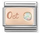 430508/10 Classic S. Steel 9ct Rose Gold October WHITE OPAL