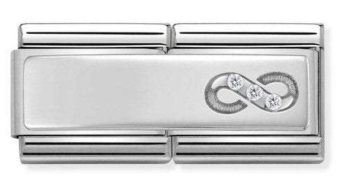 330731/14 DOUBLE Classic S/steel. CZ, silver Infinity