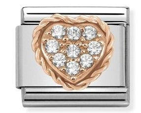 430312/02 Classic PAVE steel, zircon, 9ct gold, Heart, White CZ