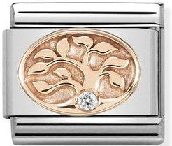 430305/12Classic Symbols in stainless steel & 9K rose gold CZ Tree of Life