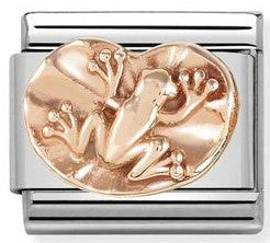 430106/09 Classic RELIEF S/Steel & Bonded Rose GoldFrog on water lily