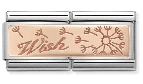 430710/19 Classic DBL ENGRAVED S/steel,9kRose gold Wish with dandelion