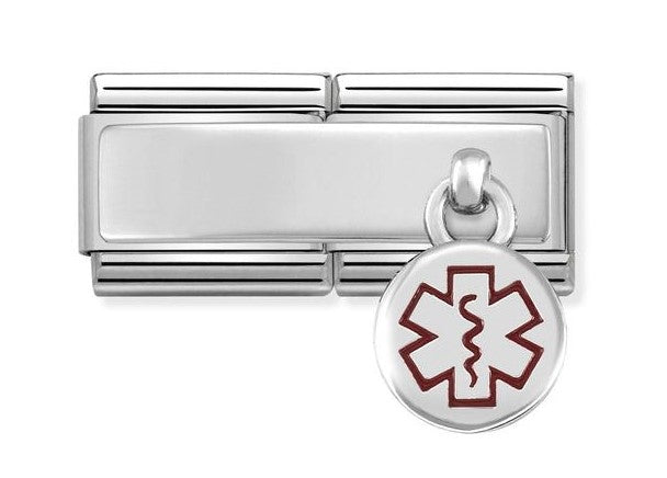 330780/02 DBL Classic CHARMS steel,enamel & silver 925 Medical Tag