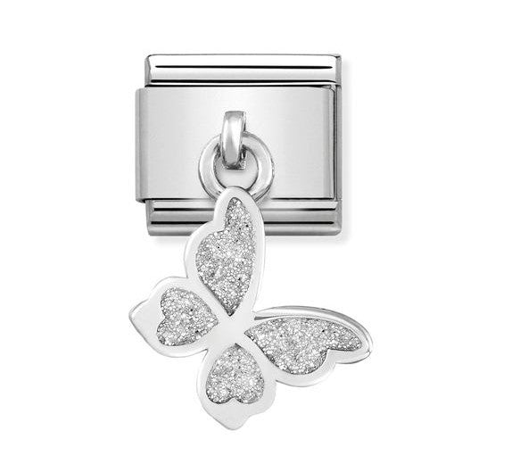 331805/03 Classic CHARMS steel, 925 silver & enamel Glitter butterfly