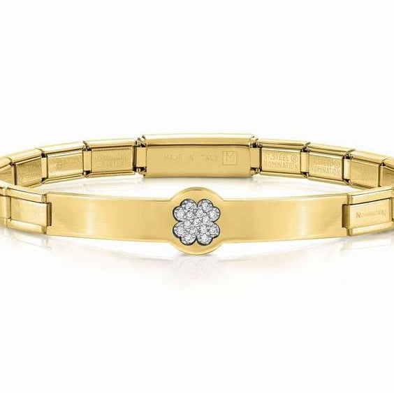 TRENDSETTER S/Steel,925 silver, CZ GOLD PVD finish four-leaf clover 021136/006