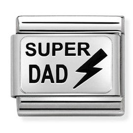 330208/32 Classic,S/steel, enamel,silver. Super Dad