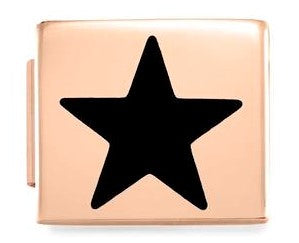 230203/04 Glam steel enamel Fin, PINK GOLD Star BLACK