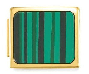 230503/07 Glam steel, yellow GOLD Fin stones Green Square