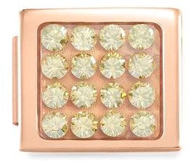 230603/15 Glam in steel and CZ Fin, PINK GOLD,Pink Champagne CZ Pave