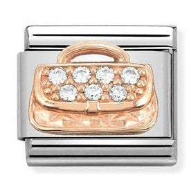 430302/31 Classic,S/steel,9K rose gold & CZ Handbag