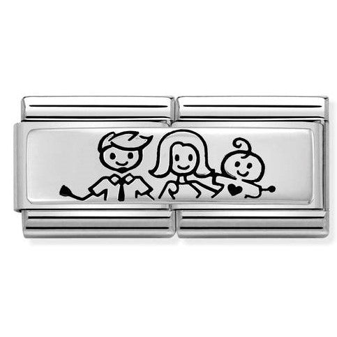 330710/32 Classic DOUBLE ENGRAVED S/steel, silver 925,Family with baby boy