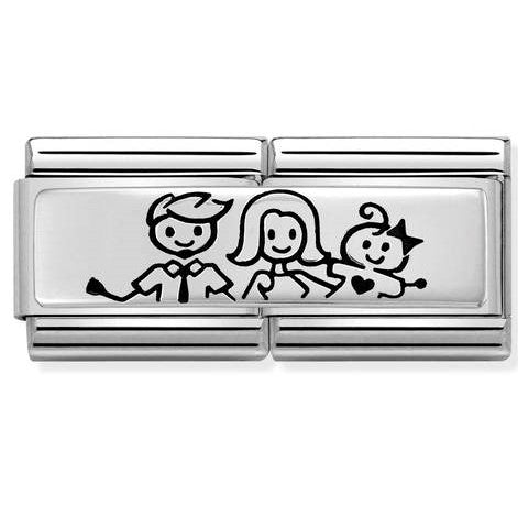 330710/33 Classic DOUBLE ENGRAVED S/steel, silver 925, Family with baby girl