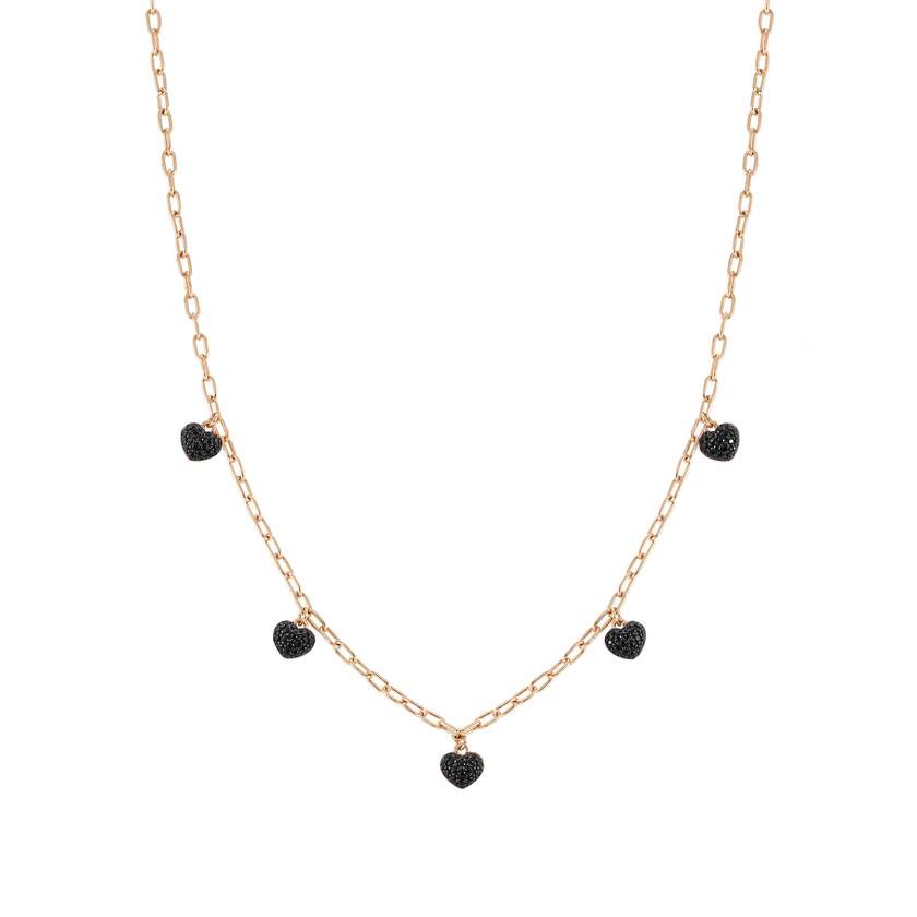 147913/020 EASYCHIC necklace ed, LOVE, 925 silver,CZ,Rich Rose Gold BLACK Heart