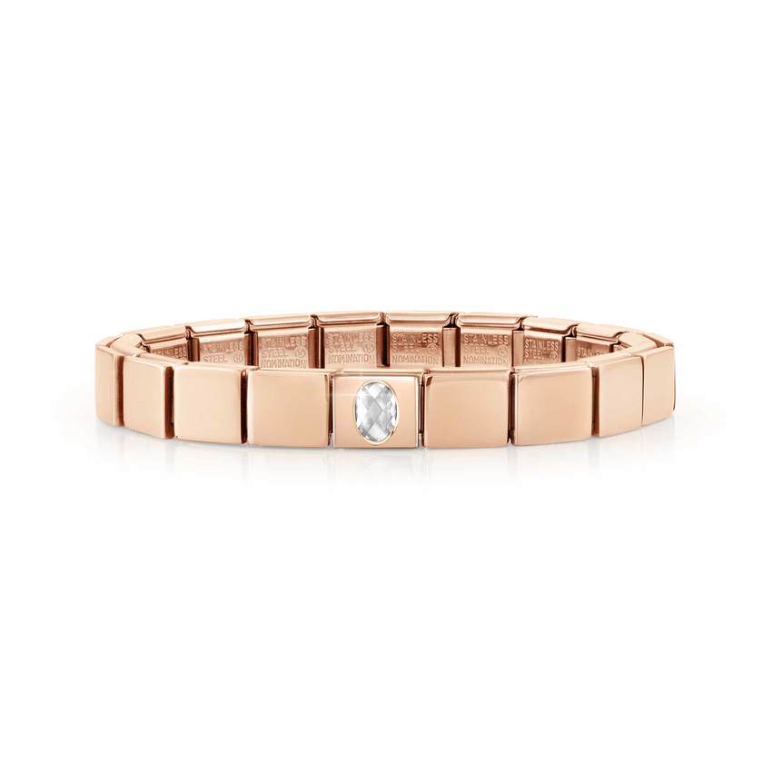 239104/14 GLAM bracelet, 1 symbol ROSE GOLD finish,Oval Zircon WHITE