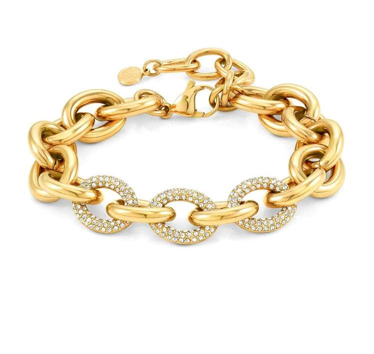 028600/012 AFFINITY bracelet,steel,crystals,Yellow Gold Col. PVD Coating