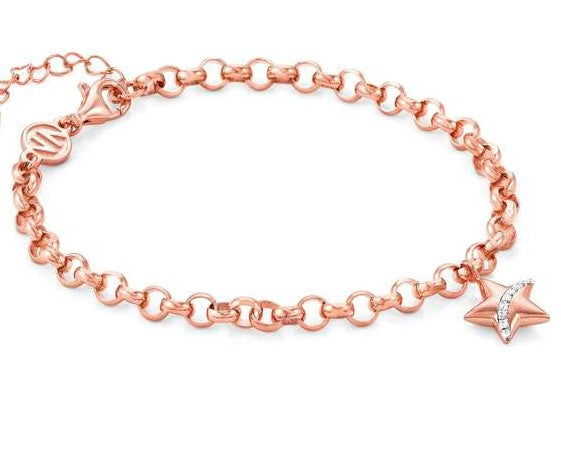 SWEETROCK,ROMANCE bracelet,925 silver,CZ,Rose Gold Plate Star